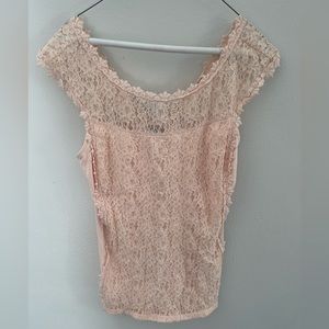 Express Women’s Lace Top, Coral, Size Large